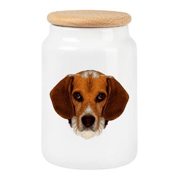 jagdhunde, Beagle leinwand optik - Keksdose mit Holzdeckel - Weiß - Vorne