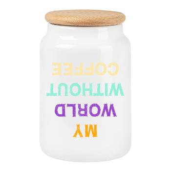 Funny Coffee Caffeine Statement Coffee Lovers - Cookie Jar with Wooden Lid - white - Front