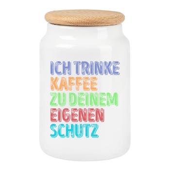 Kaffeeliebhaber Statement Kaffeetrinker Kaffee - Keksdose mit Holzdeckel - Weiß - Vorne