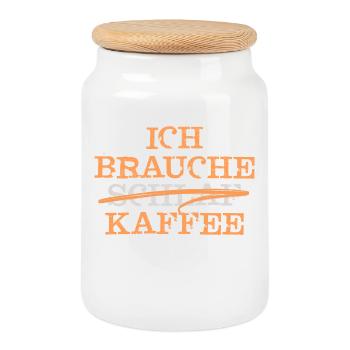 Kaffee Koffein Munter Werden Müdigkeit Statement - Keksdose mit Holzdeckel - Weiß - Vorne