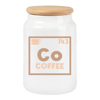 Koffein Kaffee Spruch Kaffeetasse Kaffeeliebhaber - Keksdose mit Holzdeckel - Weiß - Vorne