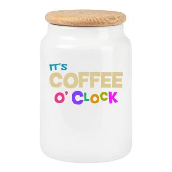 Cool Coffee Caffeine Statement Coffee Lovers - Cookie Jar with Wooden Lid - white - Front