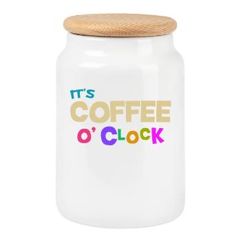 Coffee lovers Caffeine Coffee Cool Statement - Cookie Jar with Wooden Lid - white - Front