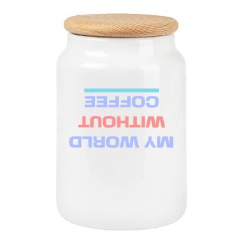 Caffeine Coffee Drinking Statement Coffee Lovers - Cookie Jar with Wooden Lid - white - Front