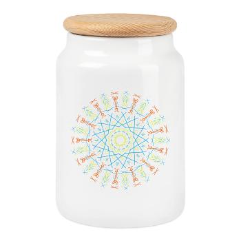 Mandala - Keksdose mit Holzdeckel - Weiß - Vorne