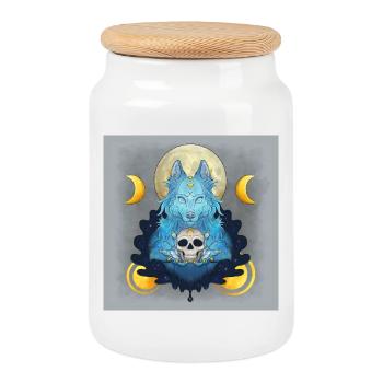 Blue Ink Spirits Poster - Lunar Witch Wolf - Keksdose mit Holzdeckel - Weiß - Vorne
