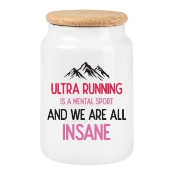 Ultra Running is a Mental Sport & We’re All Insane - Cookie Jar with Wooden Lid - white - Front