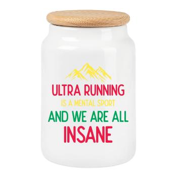 Ultra Running is a Mental Sport & We’re All Insane - Cookie Jar with Wooden Lid - white - Front