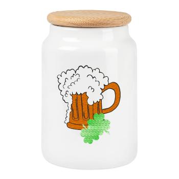 Kleeblätter, Bierkrug, St. Patrick´s Day - Keksdose mit Holzdeckel - Weiß - Vorne