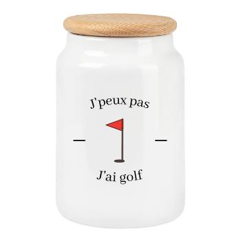 Je peux pas j'ai golf - Boîte à biscuits avec couvercle en bois - blanc - Devant