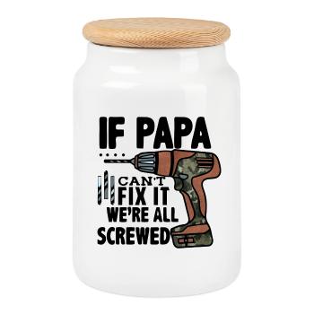 Si Papa ne peut pas le réparer, nous sommes tous foutus - Boîte à biscuits avec couvercle en bois - blanc - Devant