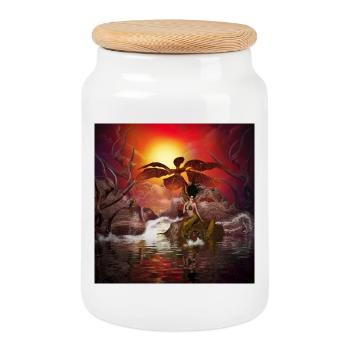 Belle sirène dans un monde fantastique merveilleux - Boîte à biscuits avec couvercle en bois - blanc - Devant