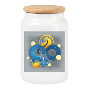 Blue Ink Spirits Poster - Regenbogenblauer Drache - Keksdose mit Holzdeckel - Weiß - Vorne