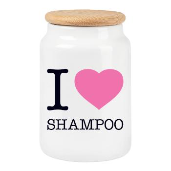 I LOVE SHAMPOO - Keksdose mit Holzdeckel - Weiß - Vorne