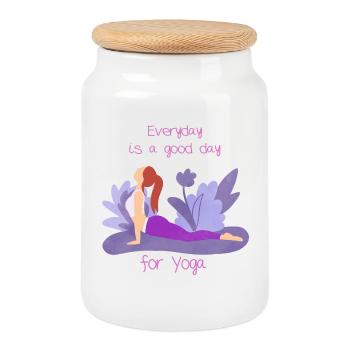 Yoga - Cookie Jar with Wooden Lid - white - Front