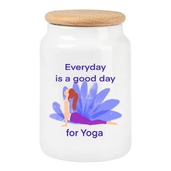 Yoga - Cookie Jar with Wooden Lid - white - Front