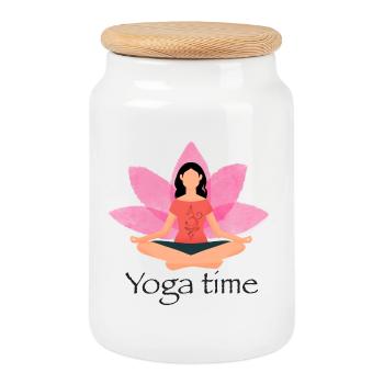 Yoga - Cookie Jar with Wooden Lid - white - Front