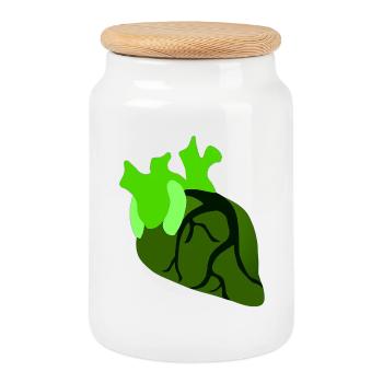 anatomische herzen, Herzform naturmuster, organe - Keksdose mit Holzdeckel - Weiß - Vorne