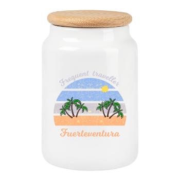Fuerteventura Urlaub - Keksdose mit Holzdeckel - Weiß - Vorne