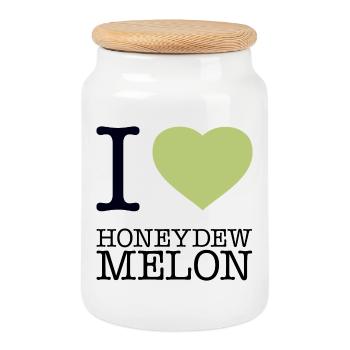 I LOVE HONEYDEW MELON Honigmelone - Keksdose mit Holzdeckel - Weiß - Vorne