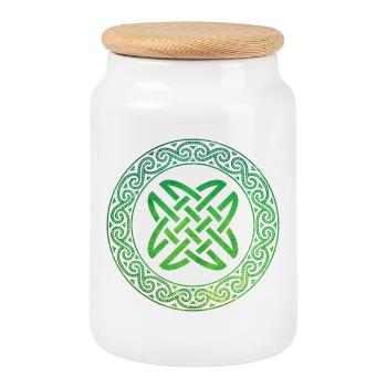 Celtic Knot - Cookie Jar with Wooden Lid - white - Front