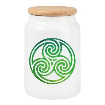 Celtic Knot - Cookie Jar with Wooden Lid - white - Front