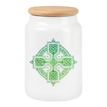 Celtic Cross - Keksdose mit Holzdeckel - Weiß - Vorne