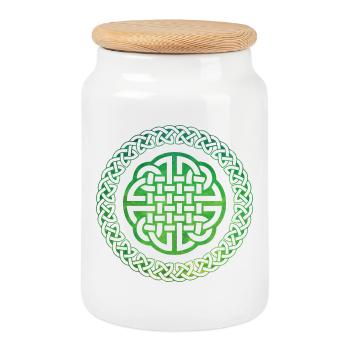 Celtic Knot - Cookie Jar with Wooden Lid - white - Front