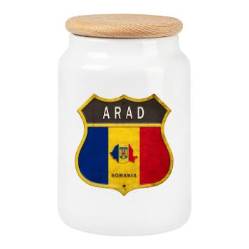 Armoiries de la Roumanie d'Arad - Boîte à biscuits avec couvercle en bois - blanc - Devant