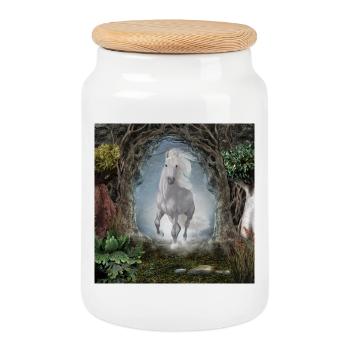 Wunderbares weißes Einhorn - Keksdose mit Holzdeckel - Weiß - Vorne