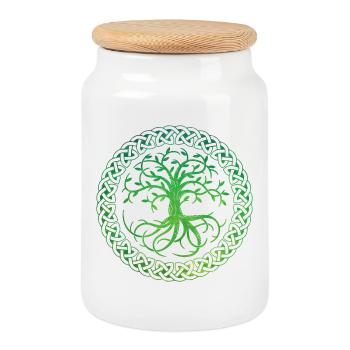 Celtic Tree of Life - Cookie Jar with Wooden Lid - white - Front