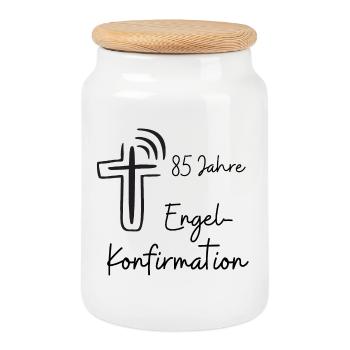 Engel Konfirmation 85 Jahre Jubelkonfirmation - Keksdose mit Holzdeckel - Weiß - Vorne