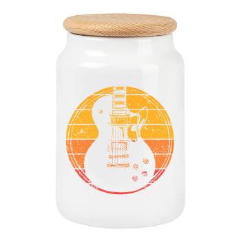 Electric Guitar - Cookie Jar with Wooden Lid - white - Front