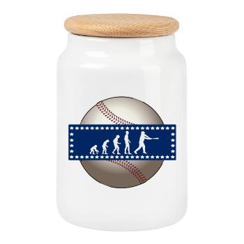 EVOLUTION BASEBALL SPORT USA GESCHENK - Keksdose mit Holzdeckel - Weiß - Vorne