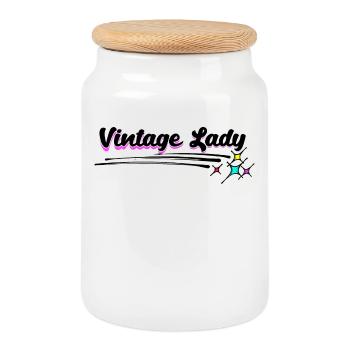 Vintage Grandma Grandmother Old Woman Statement - Cookie Jar with Wooden Lid - white - Front