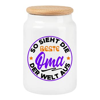 Beste Oma Cool Statement Großmutter Alte Frau - Keksdose mit Holzdeckel - Weiß - Vorne