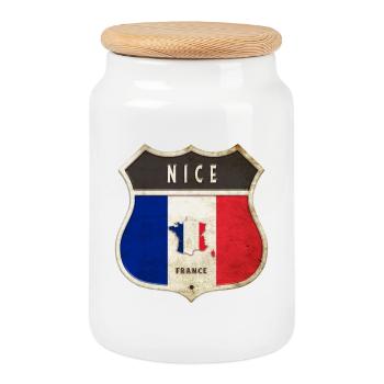 Nizza Frankreich Wappen Flaggen Design - Keksdose mit Holzdeckel - Weiß - Vorne