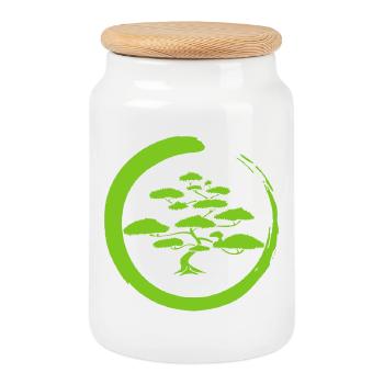 Arbre du Japon vert - Boîte à biscuits avec couvercle en bois - blanc - Devant
