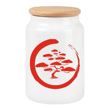 Arbre du Japon rouge - Boîte à biscuits avec couvercle en bois - blanc - Devant