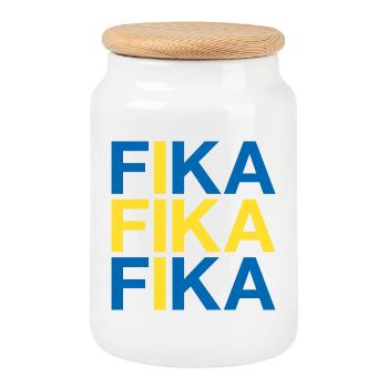 FIKA Schweden Sweden Schwedische Flagge - Keksdose mit Holzdeckel - Weiß - Vorne
