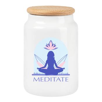 Yoga - Cookie Jar with Wooden Lid - white - Front