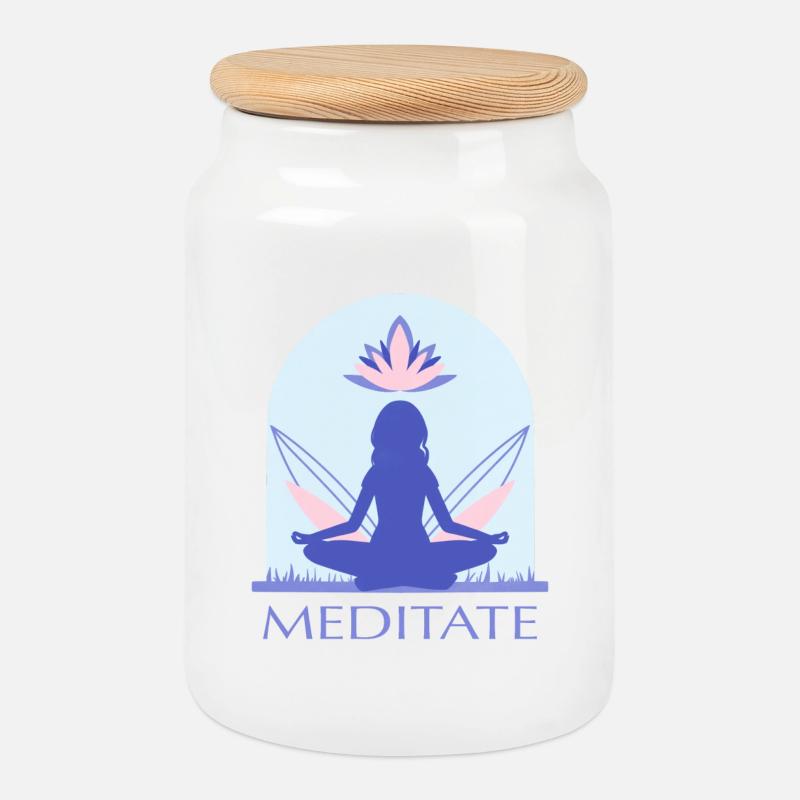 Yoga - Keksdose mit Holzdeckel - Weiß