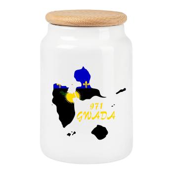 Guadeloupe - Boîte à biscuits avec couvercle en bois - blanc - Devant