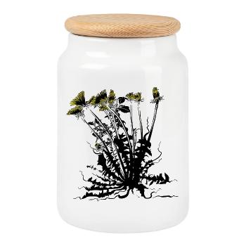 Dandelion energy - Cookie Jar with Wooden Lid - white - Front