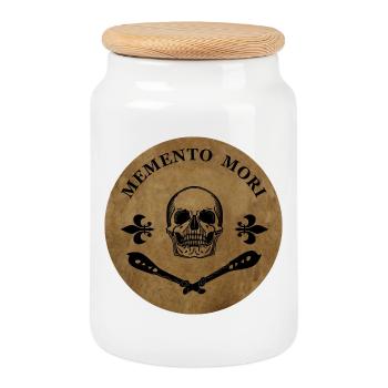 Memento Mori - Cookie Jar with Wooden Lid - white - Front