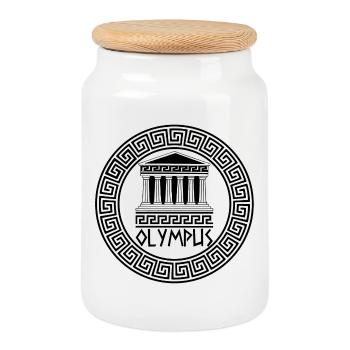 The Domain of the Gods (black) - Cookie Jar with Wooden Lid - white - Front