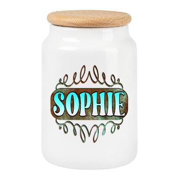 Name Day Gifts Sophie - Maiden Name - Cookie Jar with Wooden Lid - white - Front