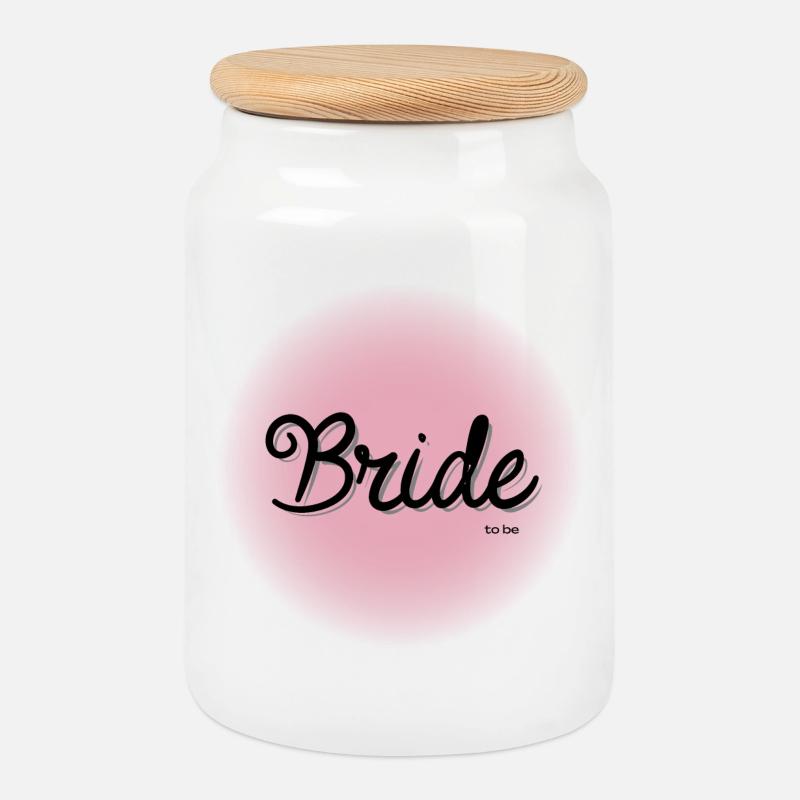 Bride to be - Cookie Jar with Wooden Lid - white