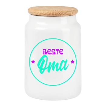 Best Grandma Statement Grandmother Grandma Senior - Cookie Jar with Wooden Lid - white - Front