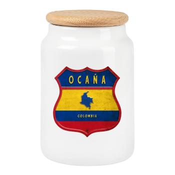 Ocana Kolumbien Wappen Design - Keksdose mit Holzdeckel - Weiß - Vorne